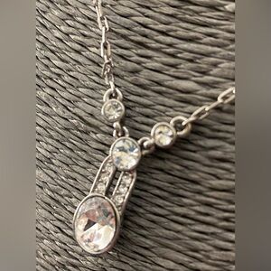 Givenchy  Silver plated Rhinestones Choker( 18in)